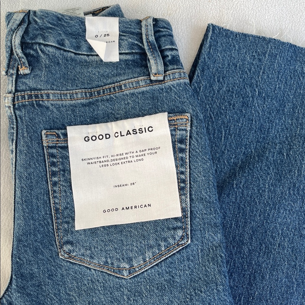 GOOD AMERICAN GOOD CLASSIC HI RISE GAP PROOF WAIST STRETCHY SIZE 0/25 NWT